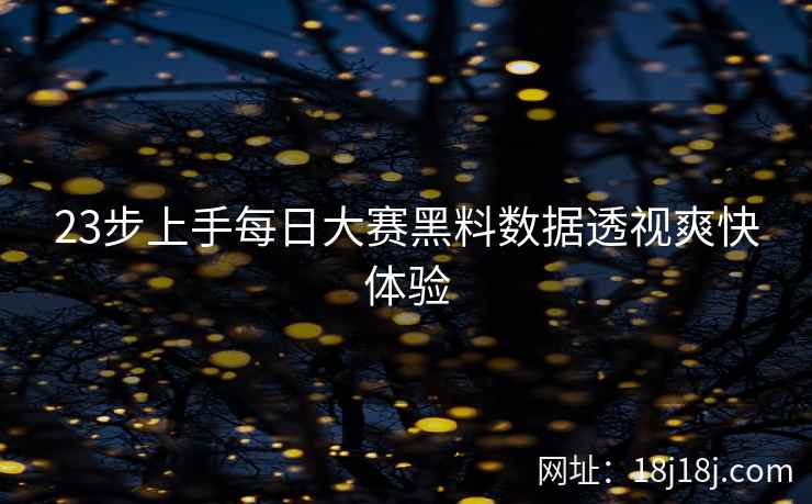 23步上手每日大赛黑料数据透视爽快体验